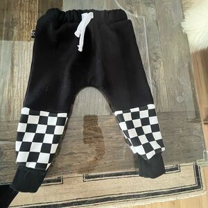 Black and White Checkered Joggers with Elastic Cuffs